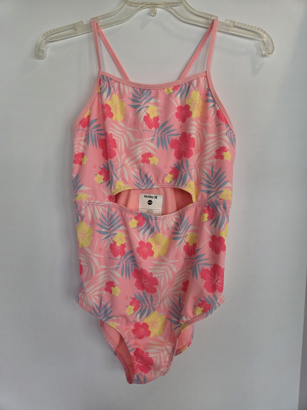 Hurley Pink Floral Girls One-Piece Swimsuit